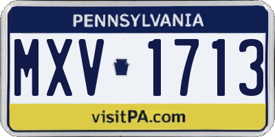 PA license plate MXV1713