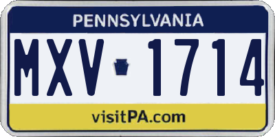 PA license plate MXV1714