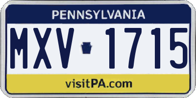 PA license plate MXV1715