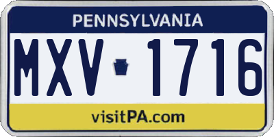 PA license plate MXV1716
