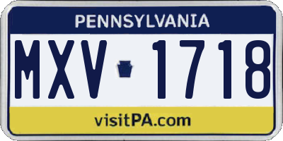 PA license plate MXV1718