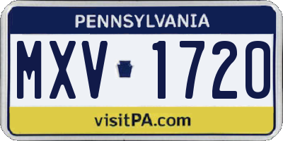 PA license plate MXV1720