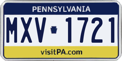 PA license plate MXV1721