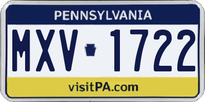 PA license plate MXV1722