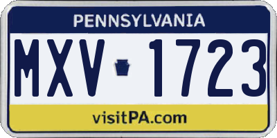 PA license plate MXV1723