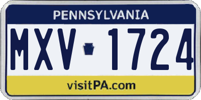 PA license plate MXV1724