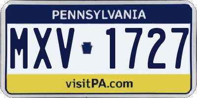 PA license plate MXV1727
