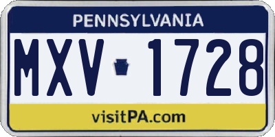 PA license plate MXV1728