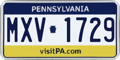 PA license plate MXV1729