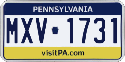 PA license plate MXV1731