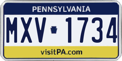 PA license plate MXV1734