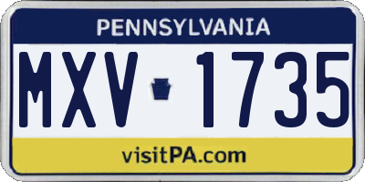 PA license plate MXV1735