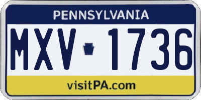 PA license plate MXV1736