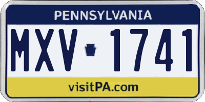 PA license plate MXV1741