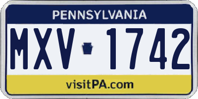 PA license plate MXV1742