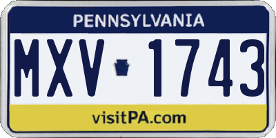 PA license plate MXV1743