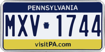 PA license plate MXV1744