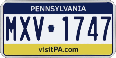 PA license plate MXV1747