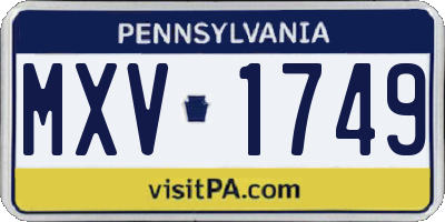 PA license plate MXV1749