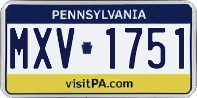 PA license plate MXV1751