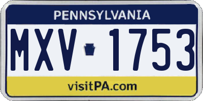 PA license plate MXV1753