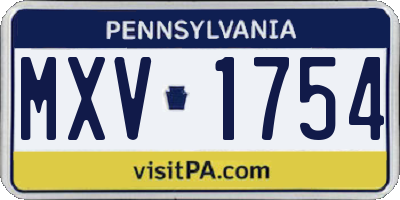 PA license plate MXV1754