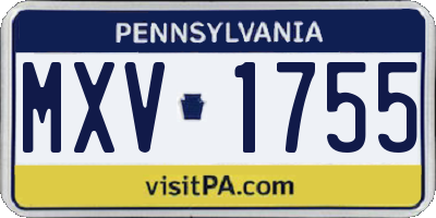 PA license plate MXV1755