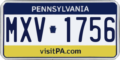 PA license plate MXV1756