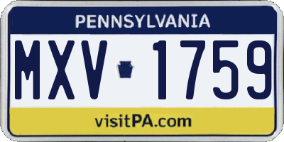 PA license plate MXV1759