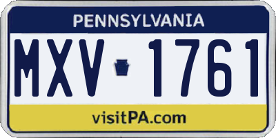 PA license plate MXV1761