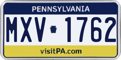 PA license plate MXV1762