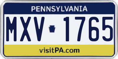 PA license plate MXV1765