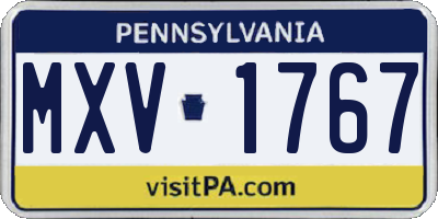 PA license plate MXV1767