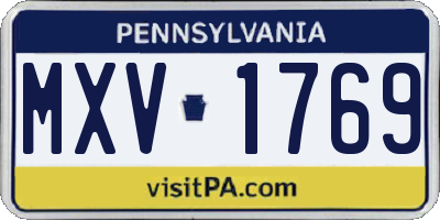 PA license plate MXV1769