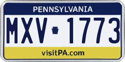 PA license plate MXV1773