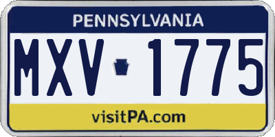 PA license plate MXV1775