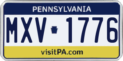 PA license plate MXV1776