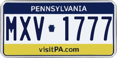 PA license plate MXV1777
