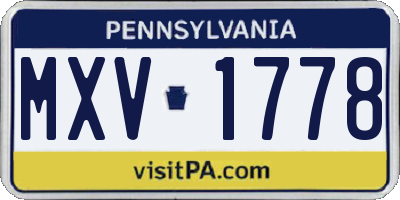 PA license plate MXV1778