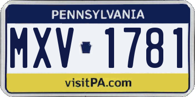 PA license plate MXV1781