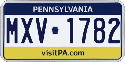 PA license plate MXV1782