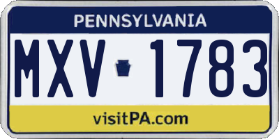 PA license plate MXV1783