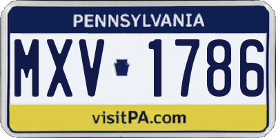 PA license plate MXV1786