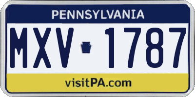 PA license plate MXV1787