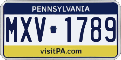 PA license plate MXV1789