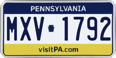 PA license plate MXV1792