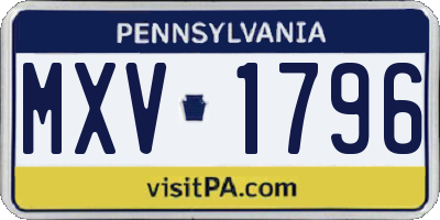 PA license plate MXV1796