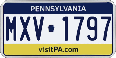 PA license plate MXV1797