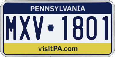 PA license plate MXV1801