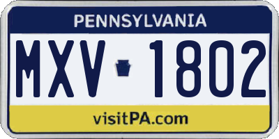 PA license plate MXV1802